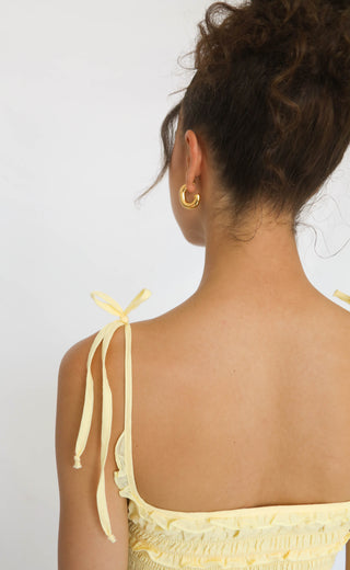 lemon drop ruffle mini dress