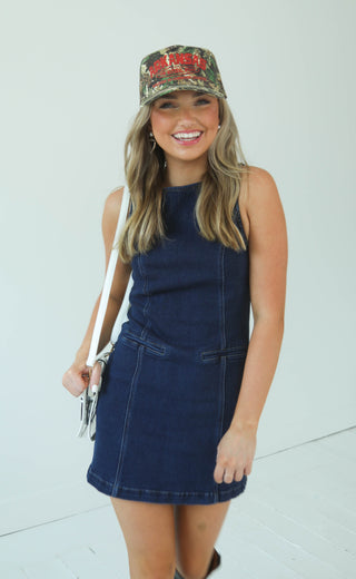 thread count denim mini dress