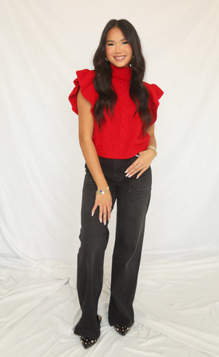 red velvet crop sweater