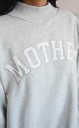 mother embroidered mock neck sweatshirt