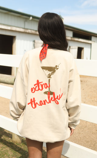 friday + saturday: extra thankful martini sweatshirt