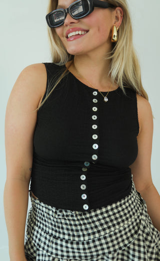 back to black button up tank