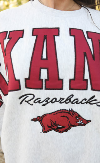 fan favorite arkansas razorbacks oversized sweatshirt - ash