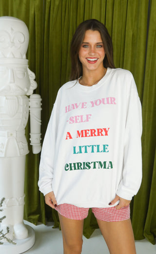 friday + saturday: merry little christmas corded sweatshirt