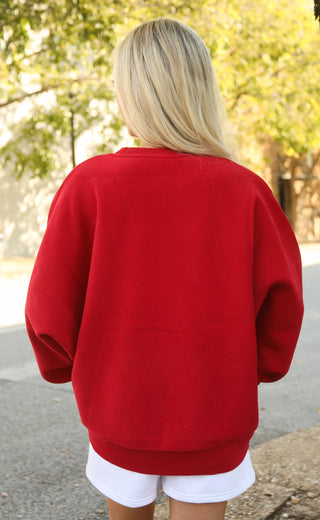 fan favorite arkansas razorbacks oversized sweatshirt - crimson