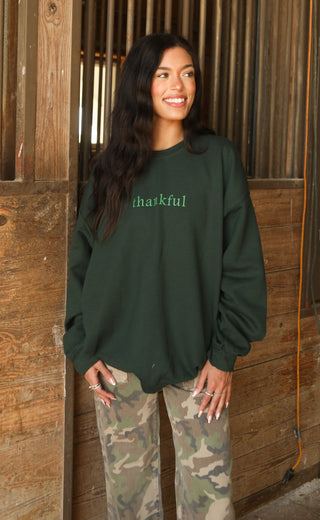 friday + saturday: thankful sweatshirt