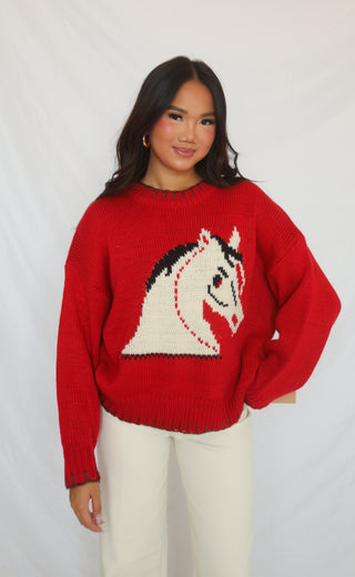 see you cowboy sweater - cherry