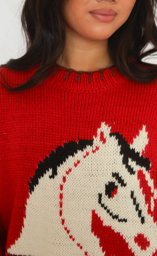 see you cowboy sweater - cherry