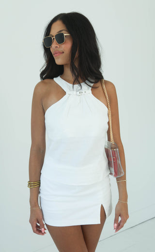 buckle and grace halter top - white