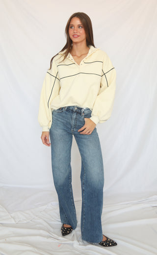 snap judgement contrast piping pullover - cream