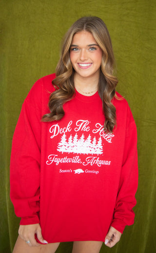 charlie southern: deck the hills sweatshirt - red