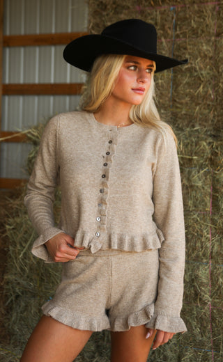 knitted you first ruffle set - mocha