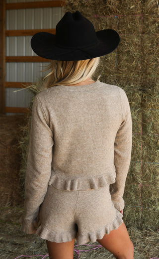 knitted you first ruffle set - mocha