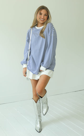 pull me in long sleeve top - royal blue