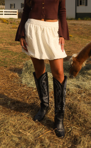 perfectly polka bubble hem skirt