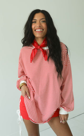 pull me in long sleeve top - red