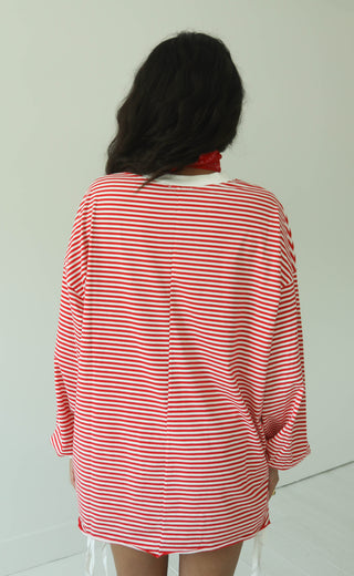 pull me in long sleeve top - red