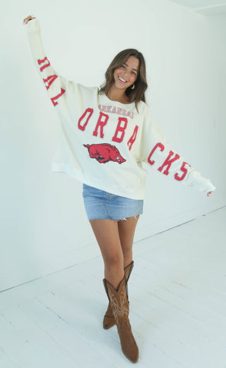 arkansas razorbacks classic boxy crewneck