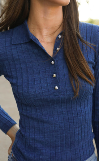 burning blue ribbed top