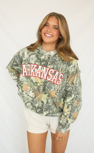 charlie southern: arkansas camo sweatshirt