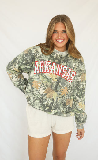 charlie southern: arkansas camo sweatshirt