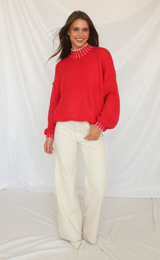 cross my mind sweater - scarlet