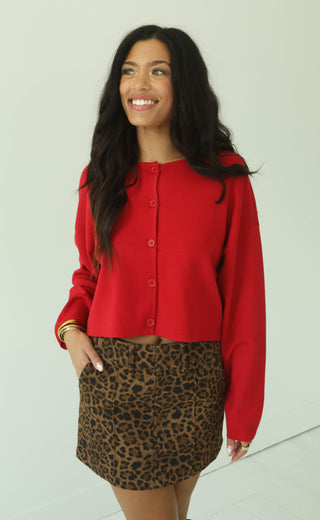 caught my eye sweater cardigan - red