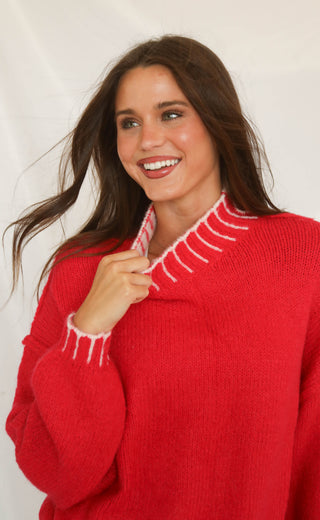 cross my mind sweater - scarlet