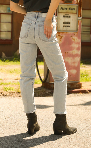 pistola: charlie high rise classic straight ankle jeans - sunkissed