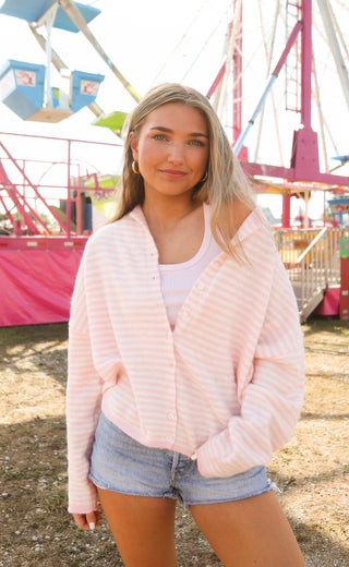 beat of your heart cardigan - pink stripe
