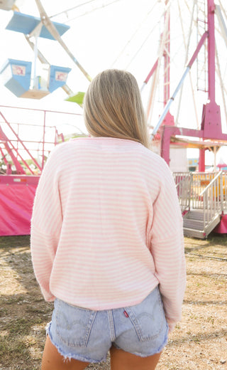 beat of your heart cardigan - pink stripe