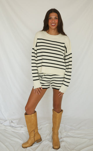 no new friends striped set - black