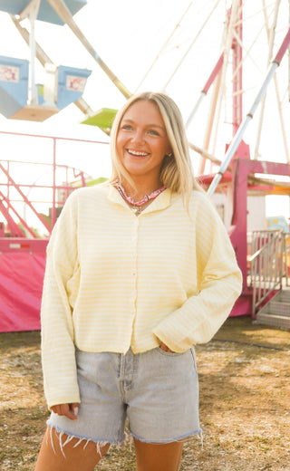 beat of your heart cardigan - butter stripe
