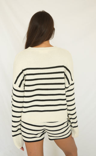 no new friends striped set - black