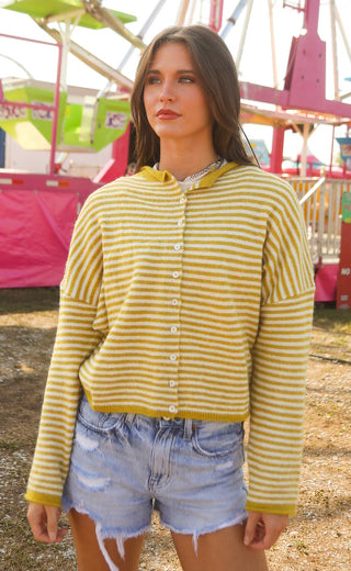 beat of your heart cardigan - yellow stripe