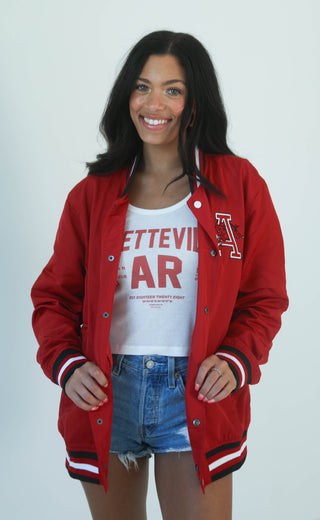 arkansas bomber jacket - razorback red
