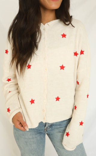 beat of your heart cardigan - red star