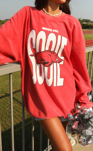 charlie southern: wooo pig sooie cord - red