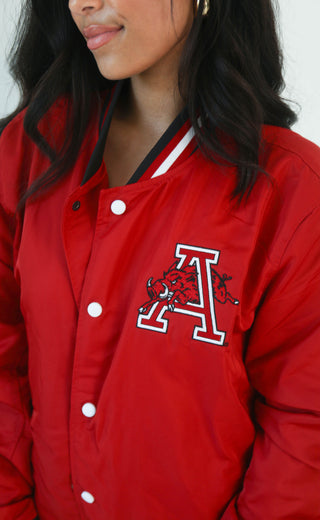 arkansas bomber jacket - razorback red