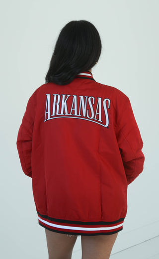 arkansas bomber jacket - razorback red