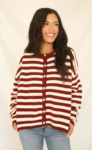 talk to me striped cardigan