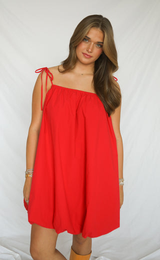 red rumors bubble mini dress