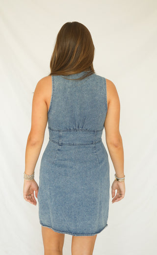 high standards denim mini dress