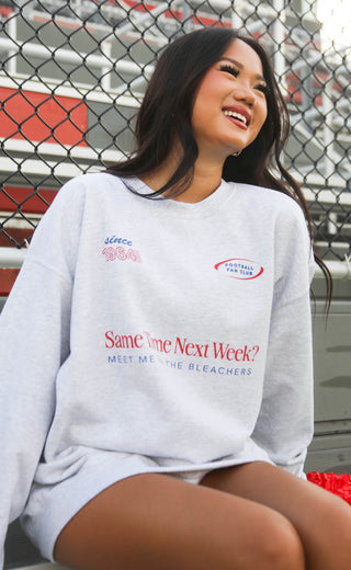 friday + saturday: meet me in the bleachers sweatshirt - grey