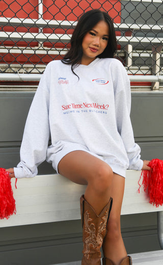 friday + saturday: meet me in the bleachers sweatshirt - grey