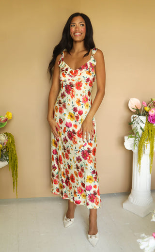 astr: zoie dress - cream multi floral