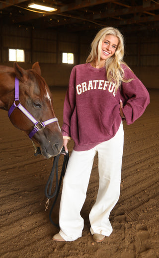 friday + saturday: grateful corded sweatshirt - maroon