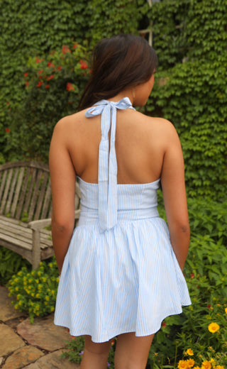 coastal candy halter mini dress - blue