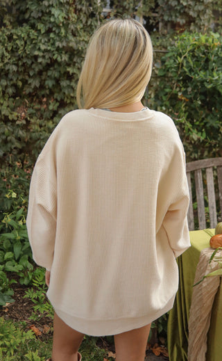 charlie southern: thankful corded sweatshirt - brown