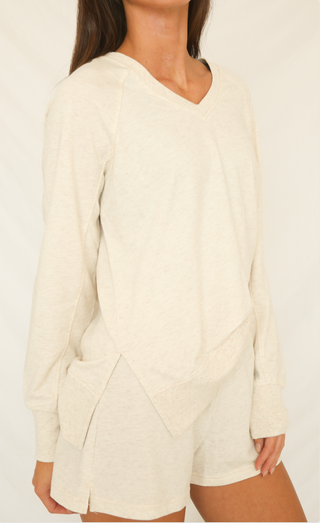 z supply: weekender v-neck - light oatmeal heather